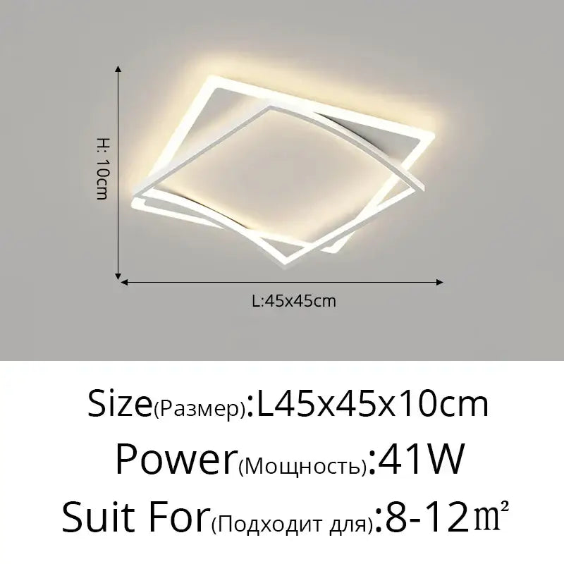 White Geometric Ceiling Light Remote-Control