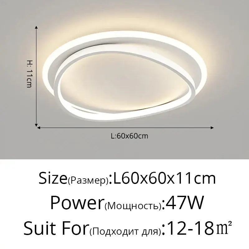 White Geometric Ceiling Light Remote-Control
