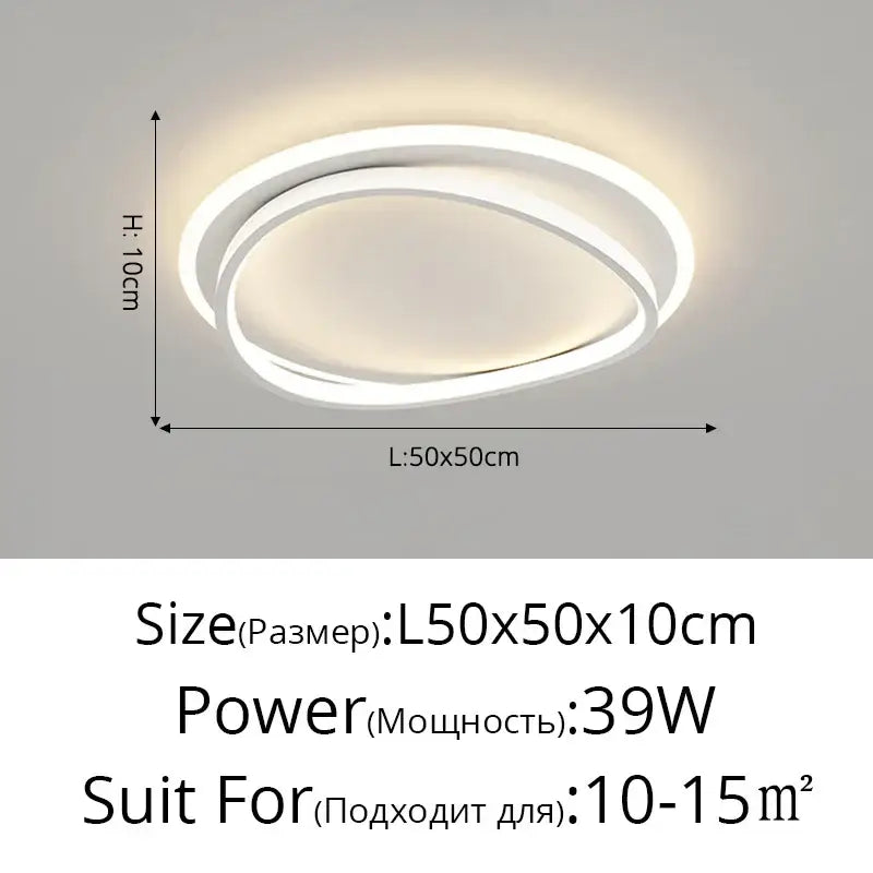 White Geometric Ceiling Light Remote-Control
