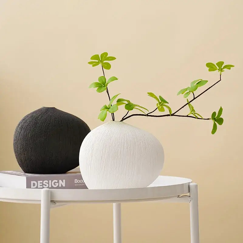 White Geometric Ceramic Vase
