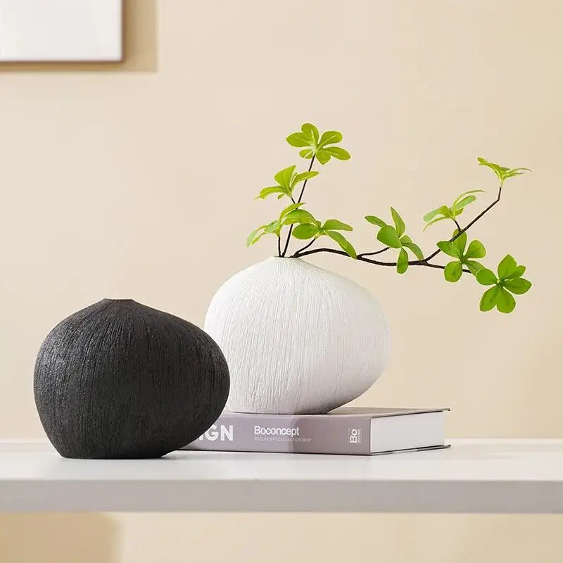 White Geometric Ceramic Vase