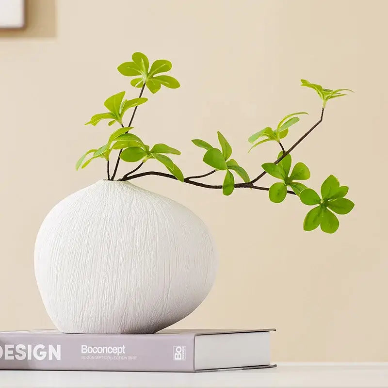 White Geometric Ceramic Vase