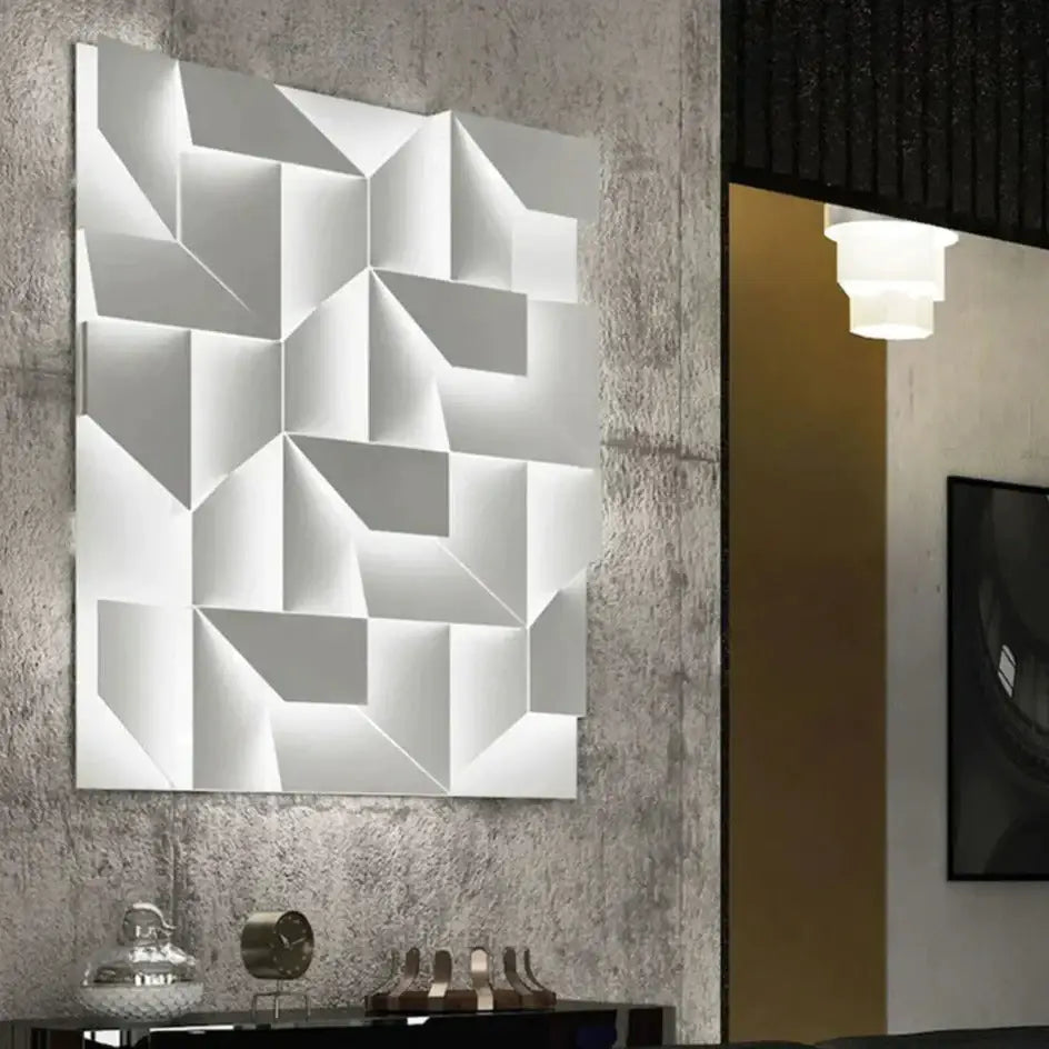 White Geometric Wall Art Lamp