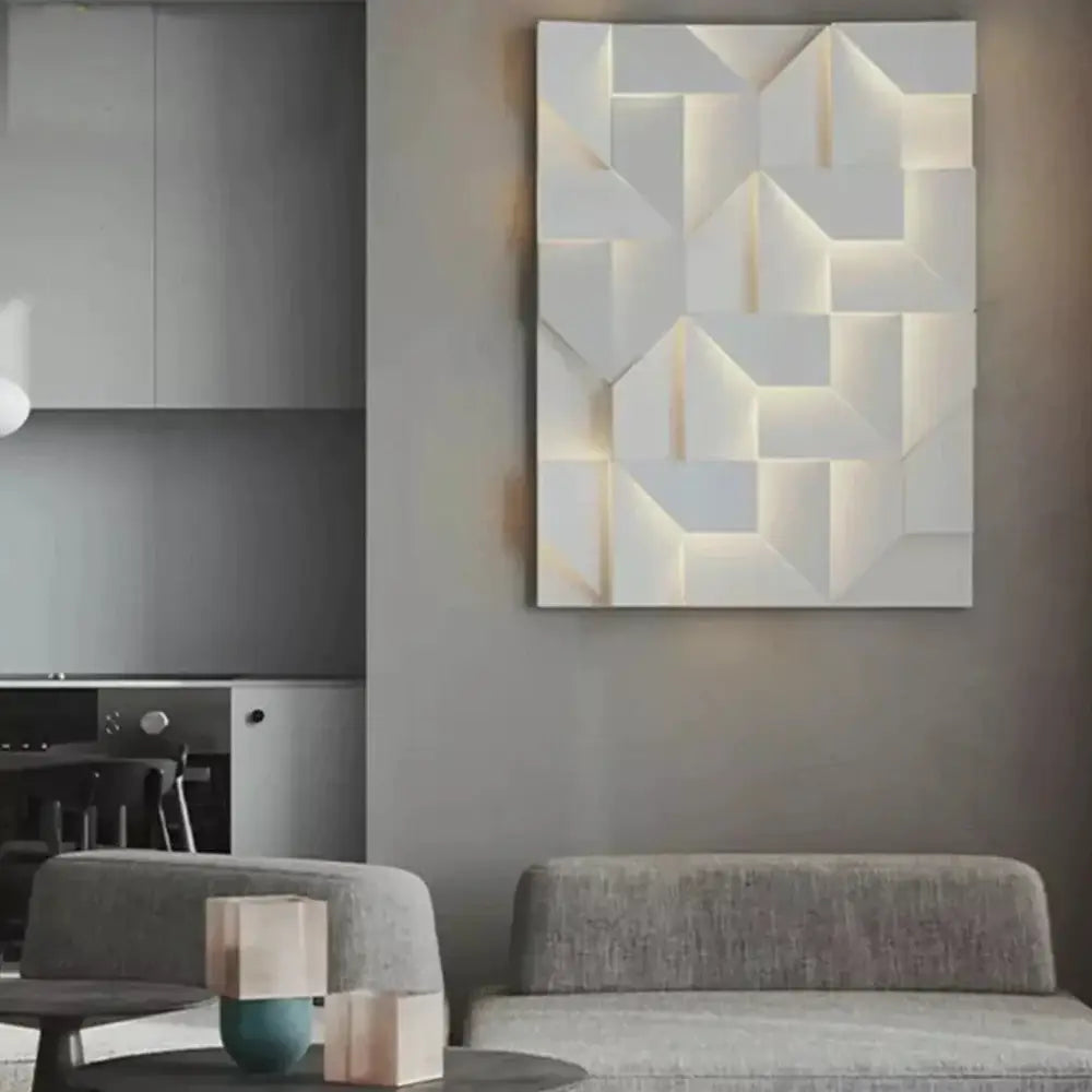 White Geometric Wall Art Lamp