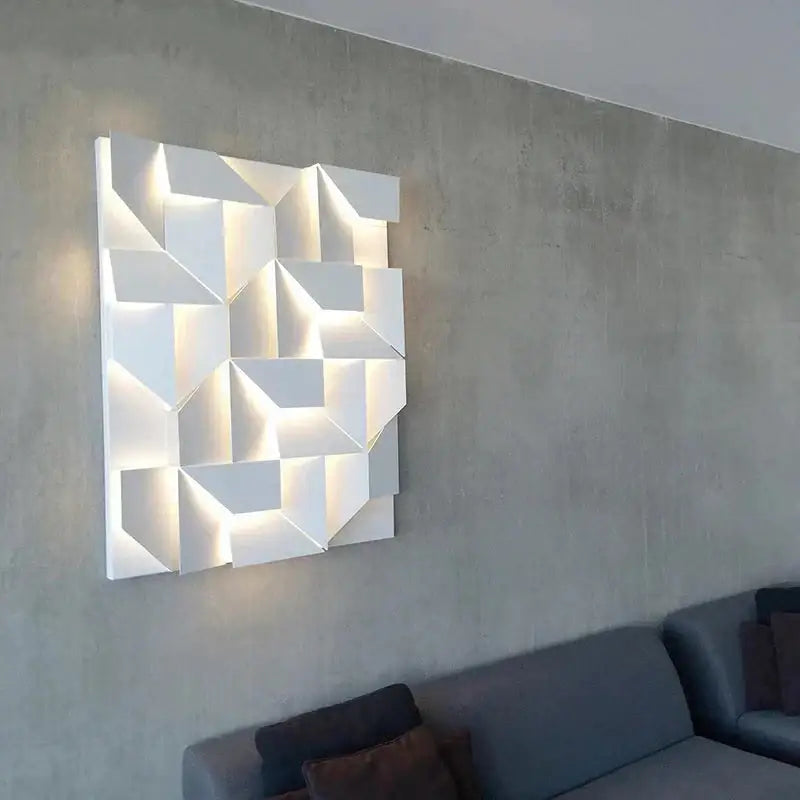 White Geometric Wall Art Lamp