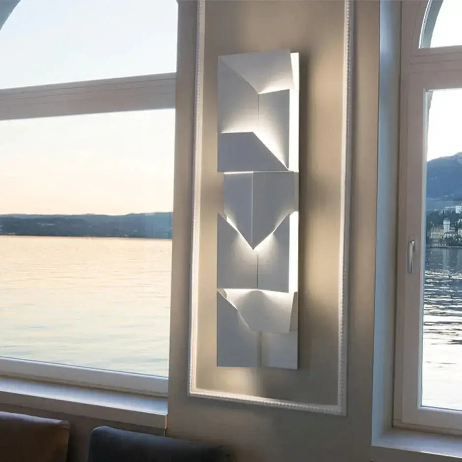 White Geometric Wall Art Lamp