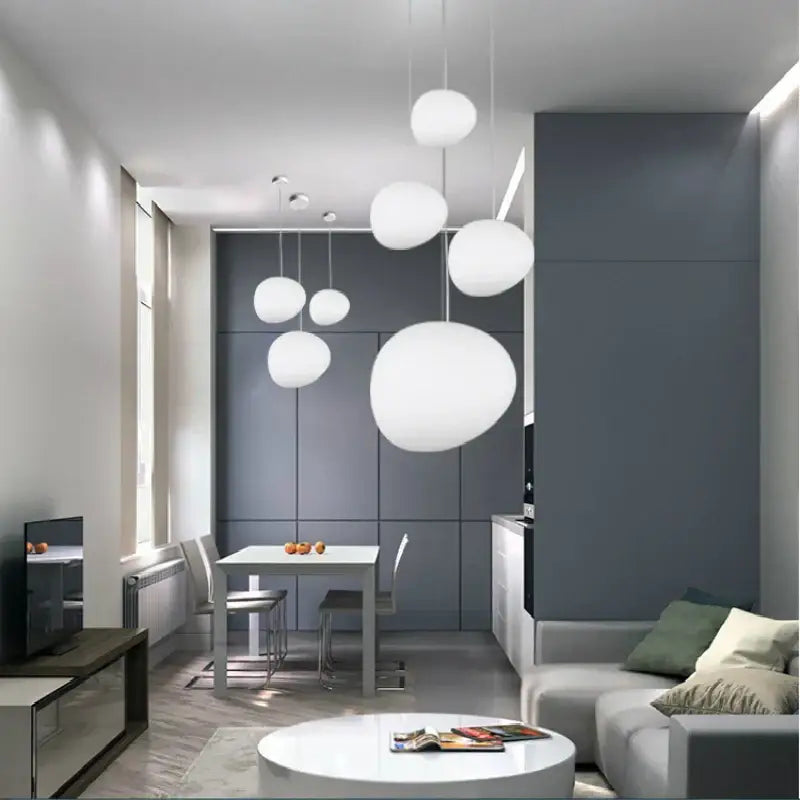 White Glass Pendant Set
