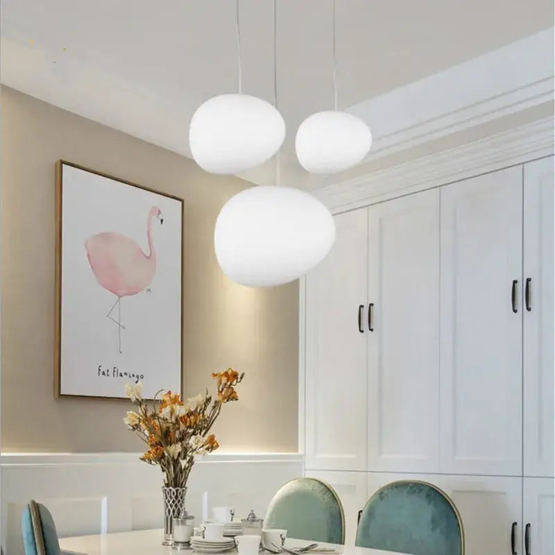 White Glass Pendant Set
