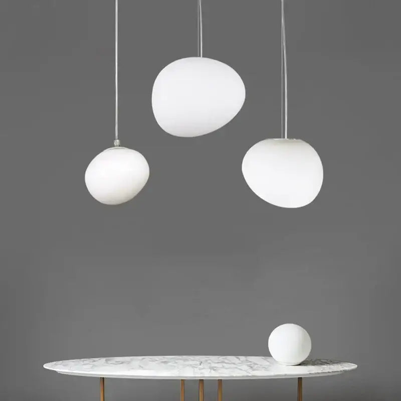 White Glass Pendant Set