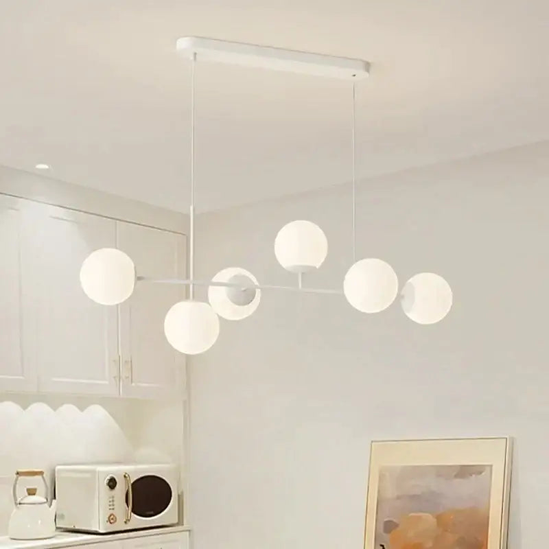 White Glass Pendant Set with E27 Bulbs