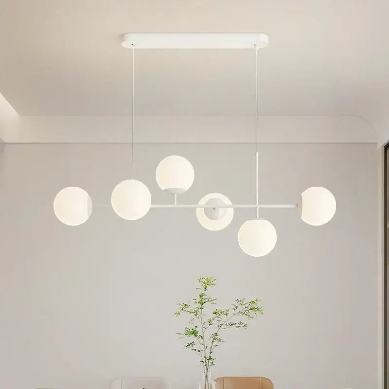 White Glass Pendant Set with E27 Bulbs