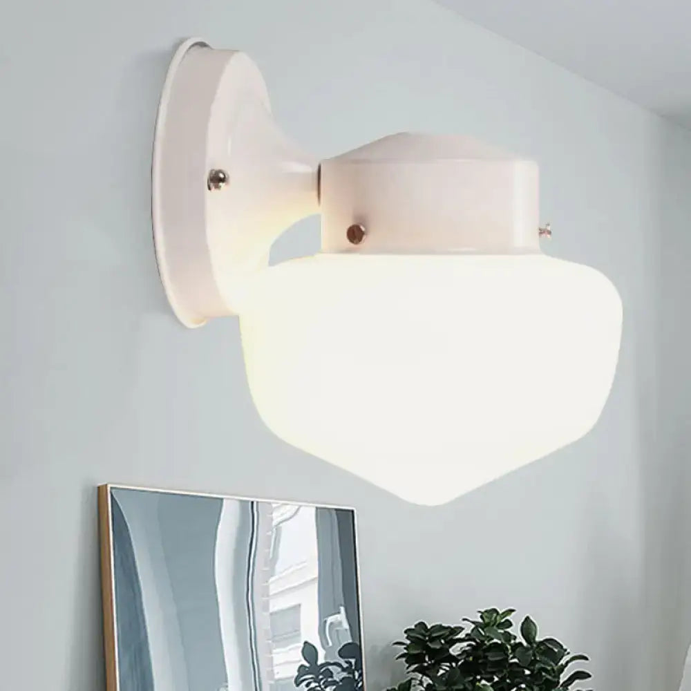 White Glass Mirror-Accent Wall Sconce