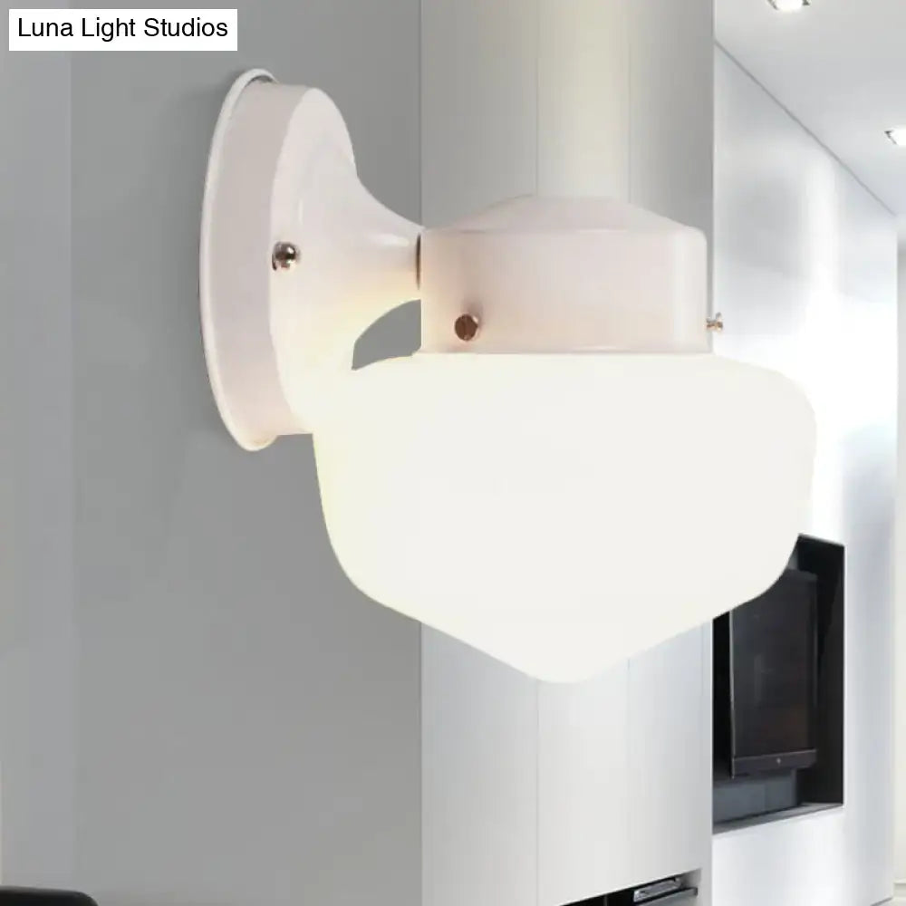 White Glass Mirror-Accent Wall Sconce