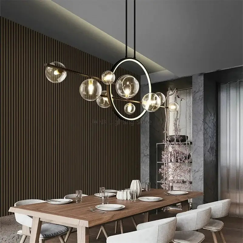 White Glass Bubble Chandelier