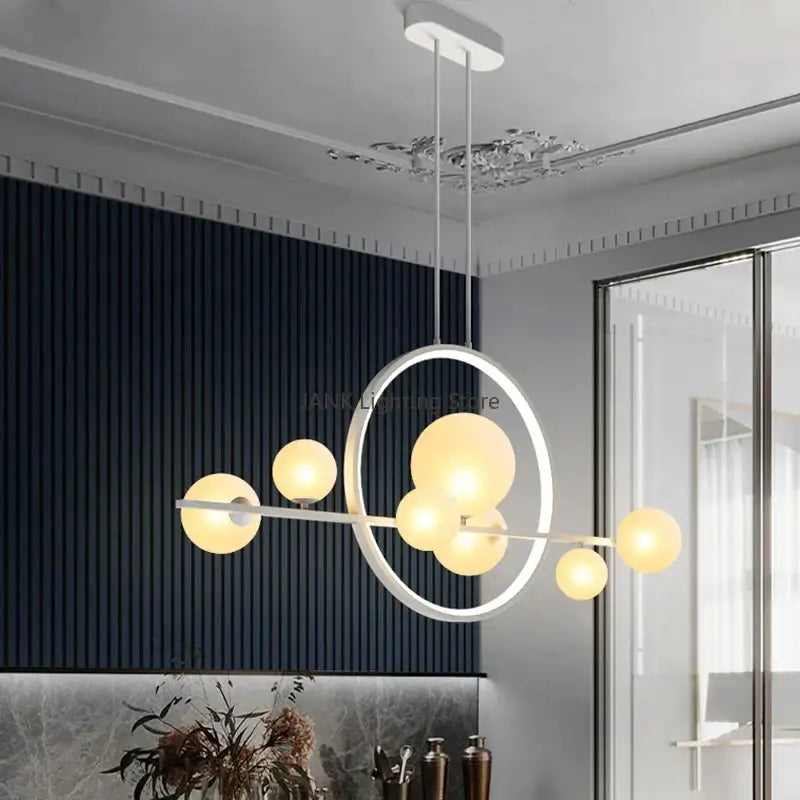 White Glass Bubble Chandelier