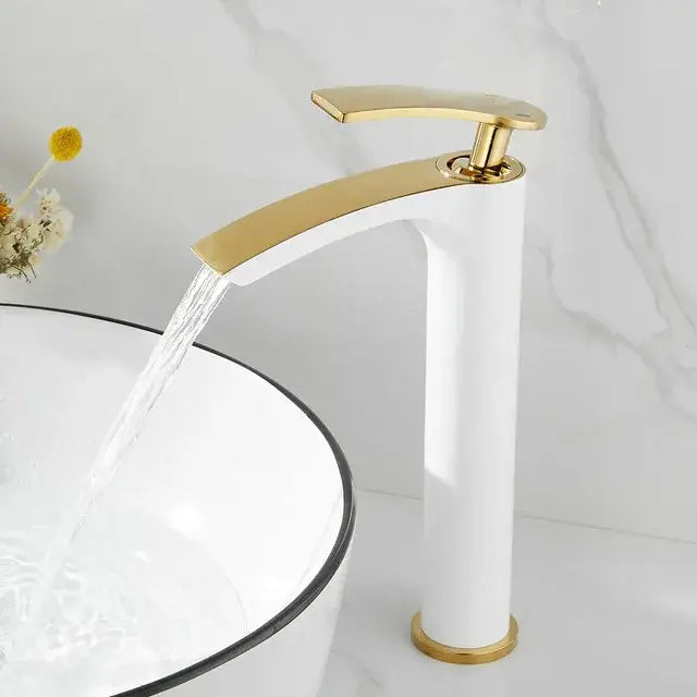 White Brass Basin Faucet Dual-Function Design