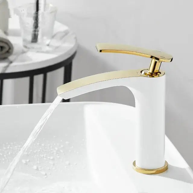White Brass Basin Faucet Dual-Function Design