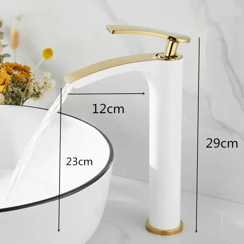 White Brass Basin Faucet Dual-Function Design