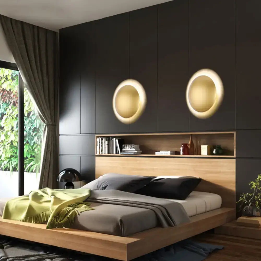 Gold LED Wall Light Circular Design