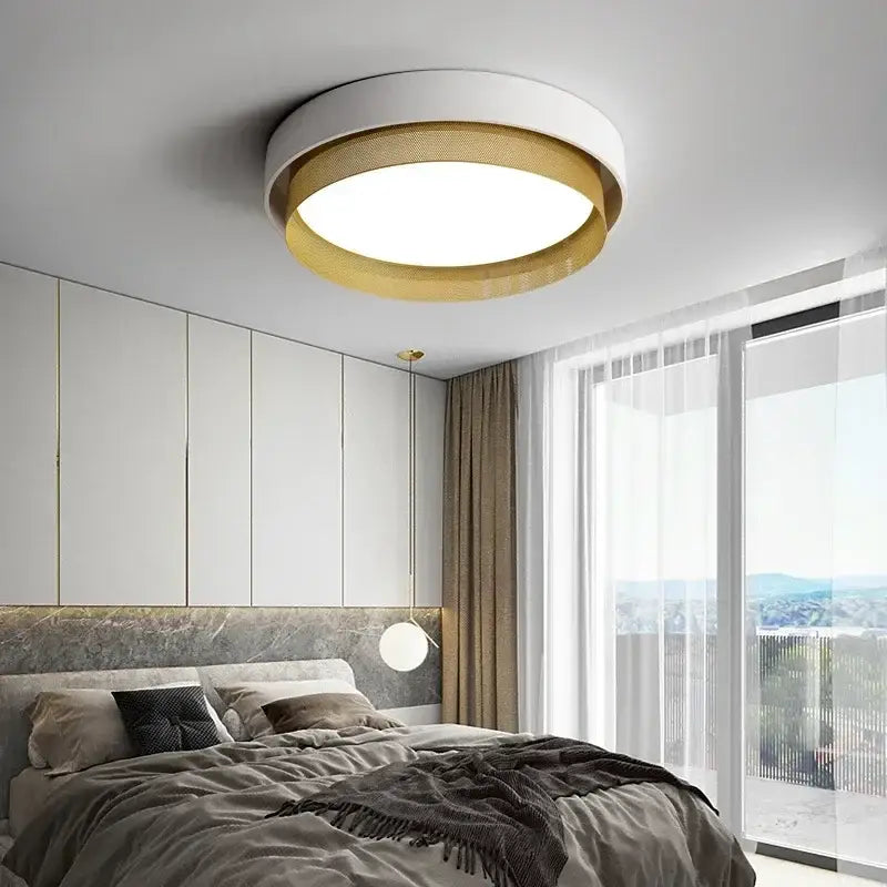 Gold Metal Grid Ceiling Light