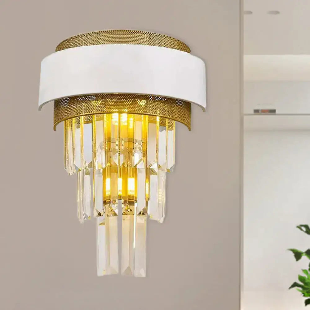 Gold Crystal Square Plate Wall Sconce