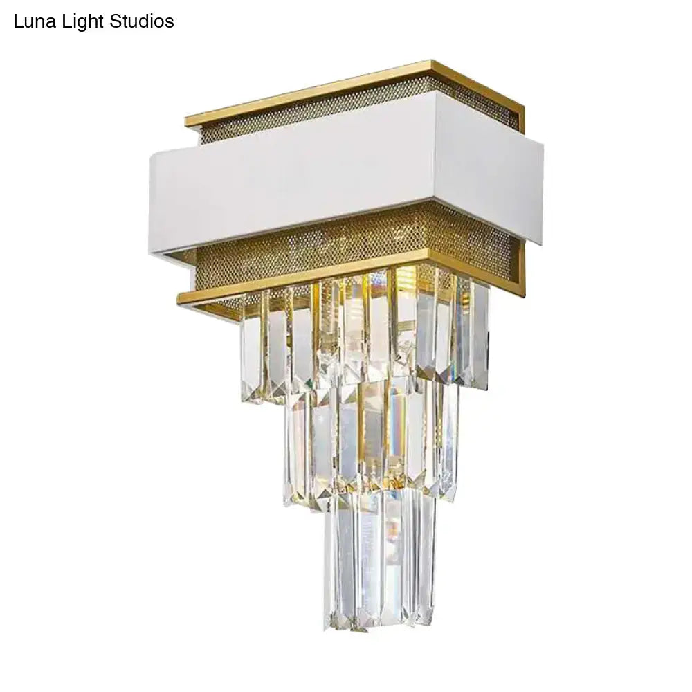 Gold Crystal Square Plate Wall Sconce