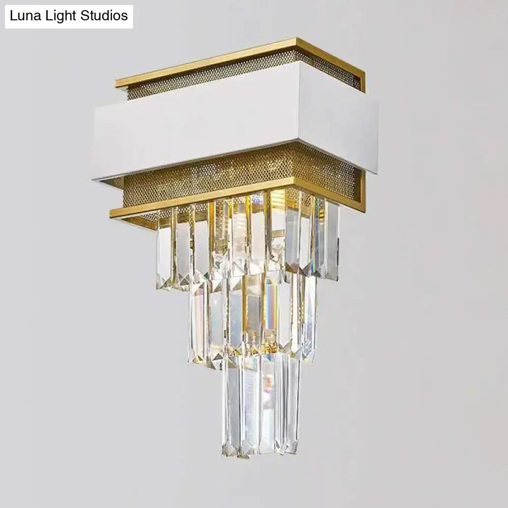 Gold Crystal Square Plate Wall Sconce