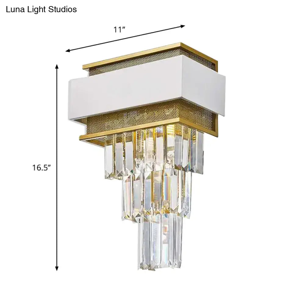 Gold Crystal Square Plate Wall Sconce