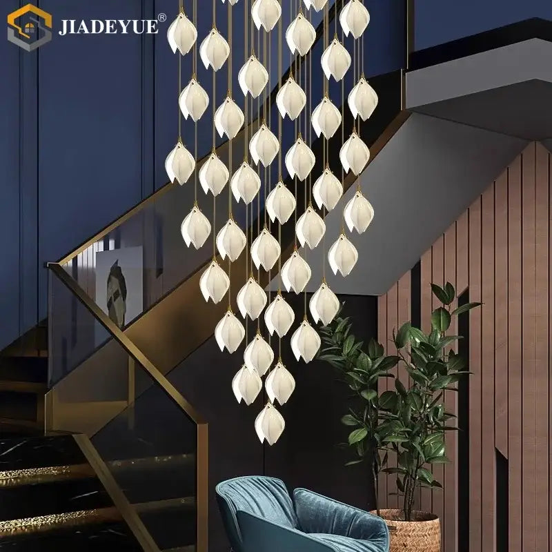 Gold Ceramic Leaf Pendant Light