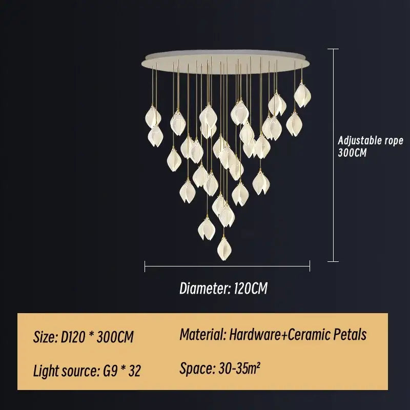 Gold Ceramic Leaf Pendant Light