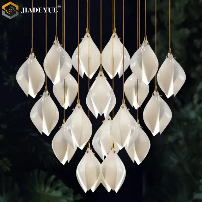 Gold Ceramic Leaf Pendant Light