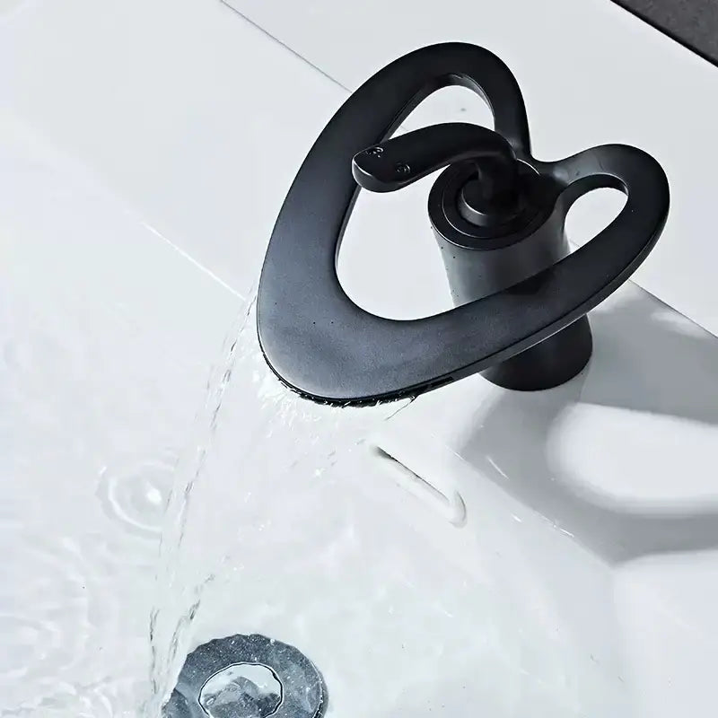 Gold Waterfall Basin Faucet White and Gold Finish