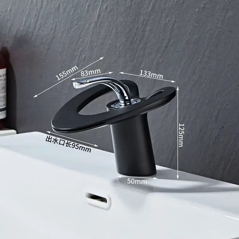 Gold Waterfall Basin Faucet White and Gold Finish