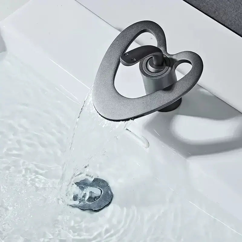 Gold Waterfall Basin Faucet White and Gold Finish
