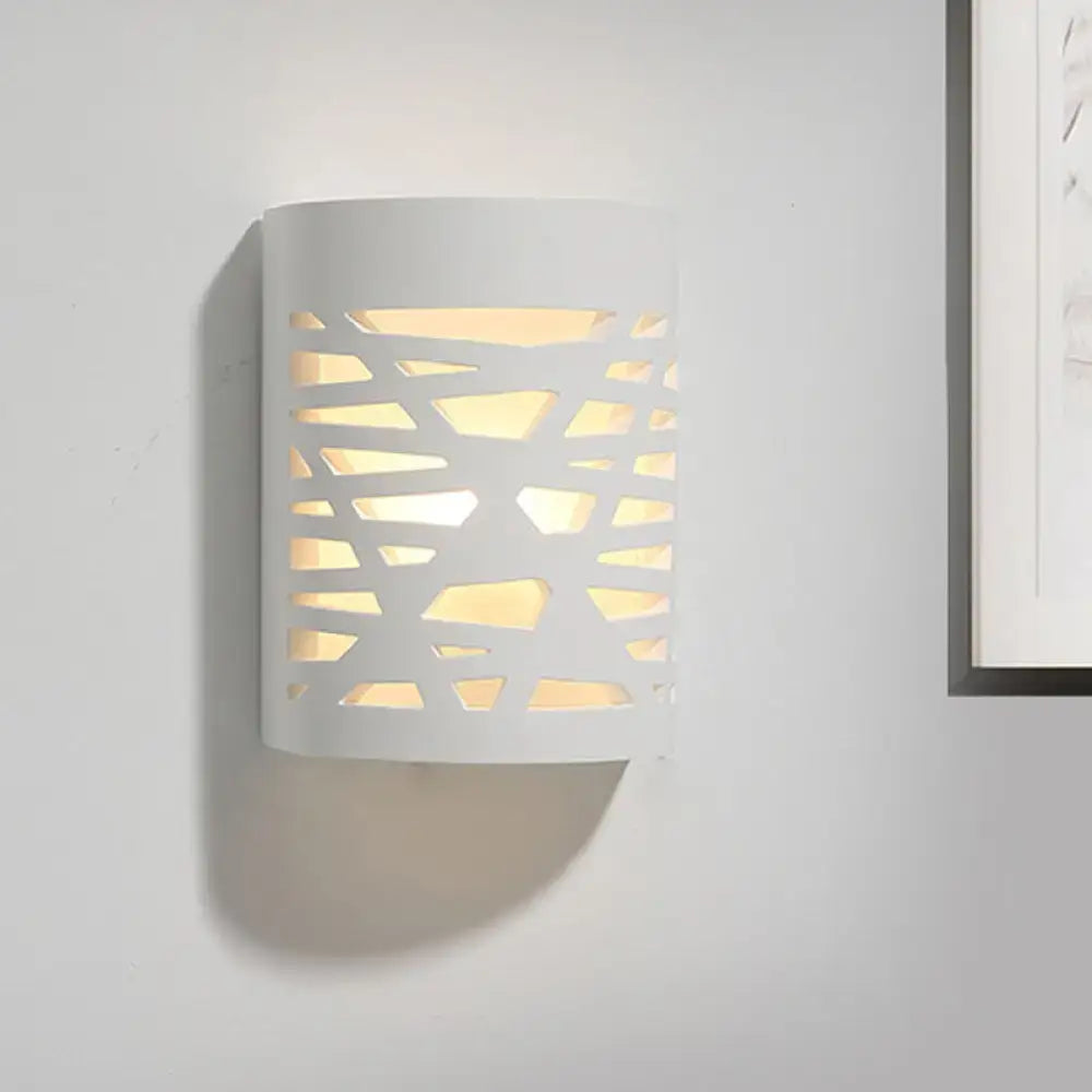 White Hollow Gypsum Hallway Sconce