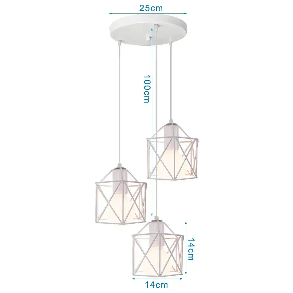 White Iron Cage Pendant Light