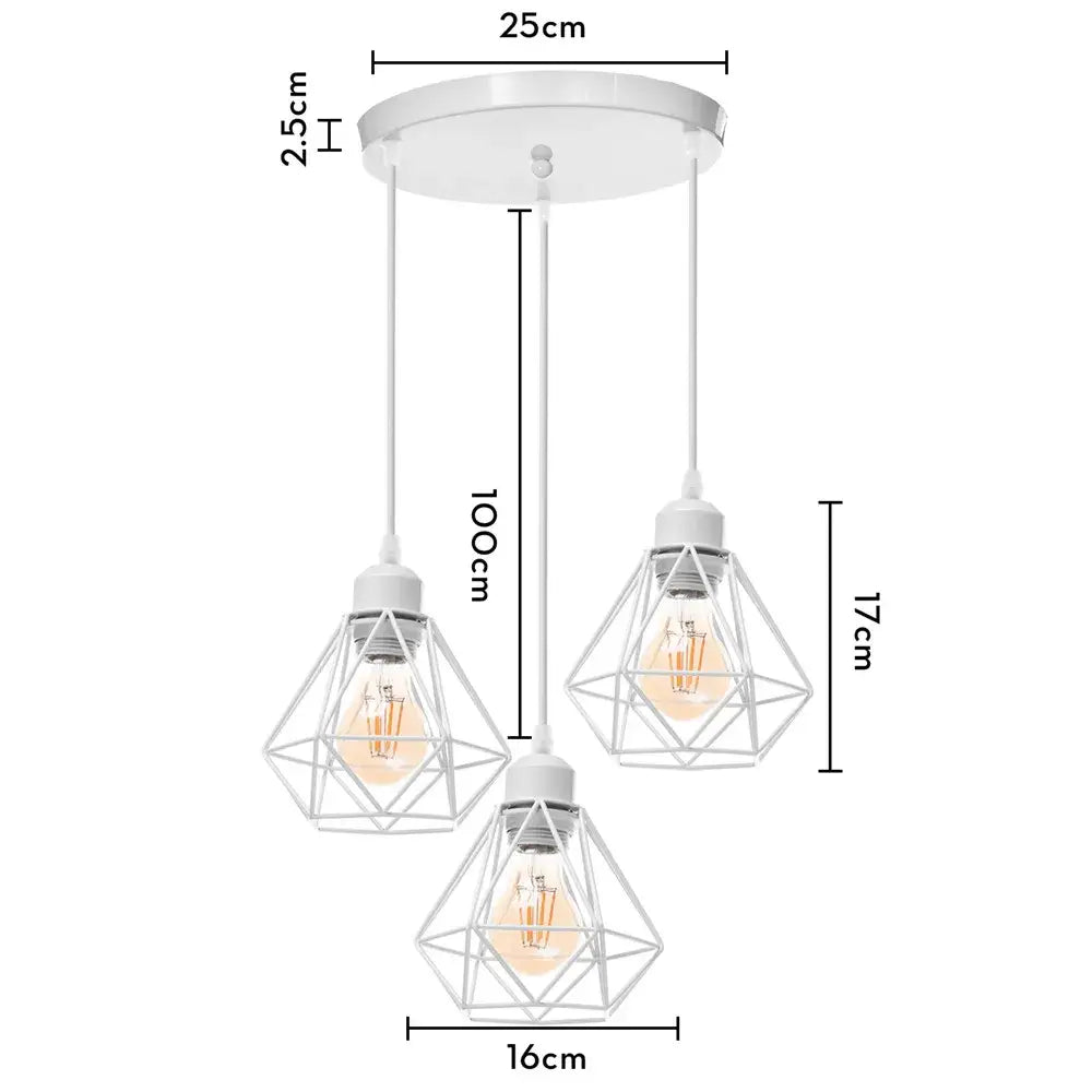 White Iron Cage Pendant Light