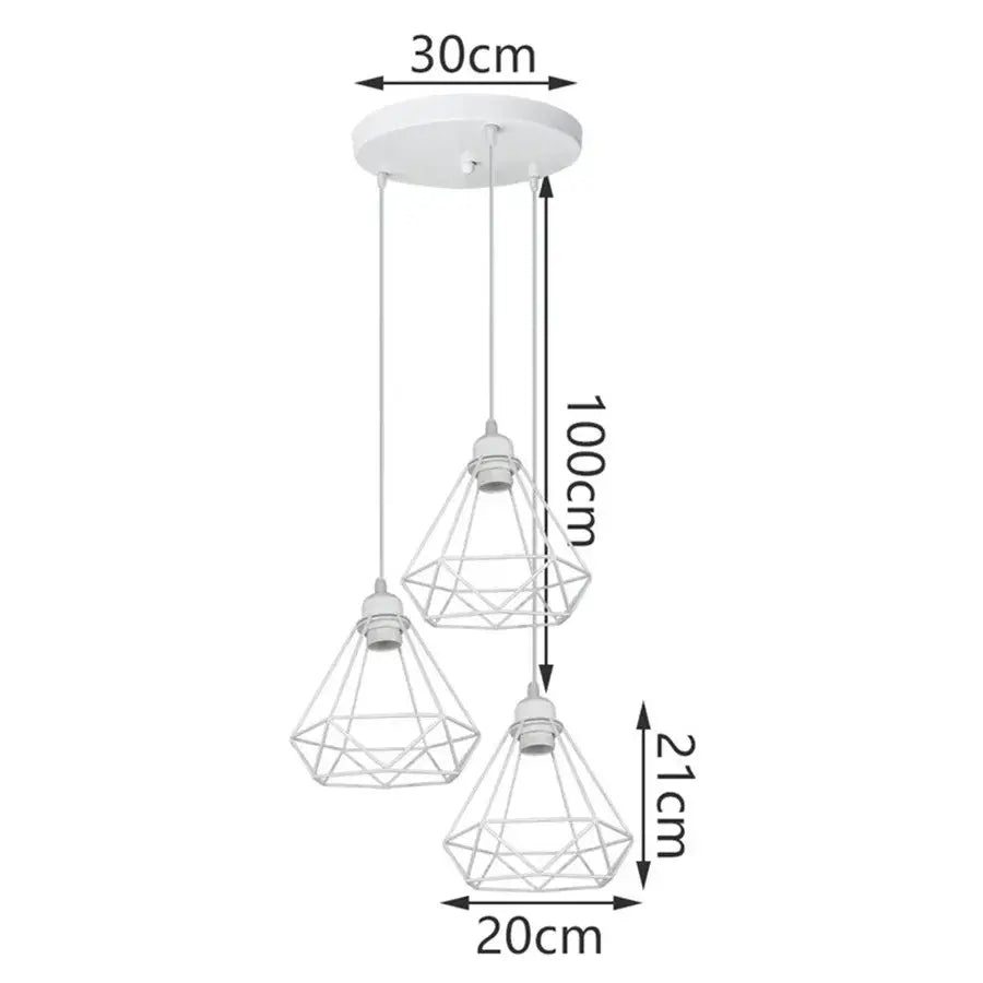 White Iron Cage Pendant Light