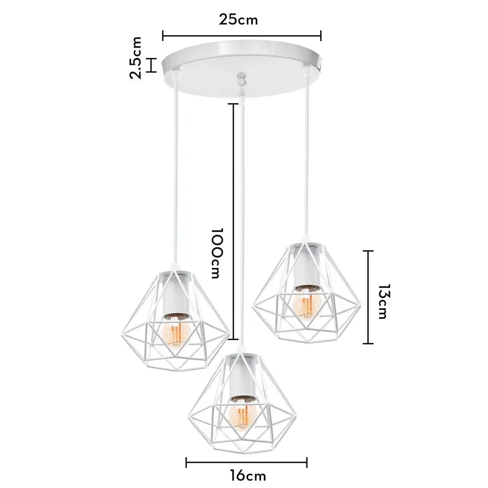 White Iron Cage Pendant Light