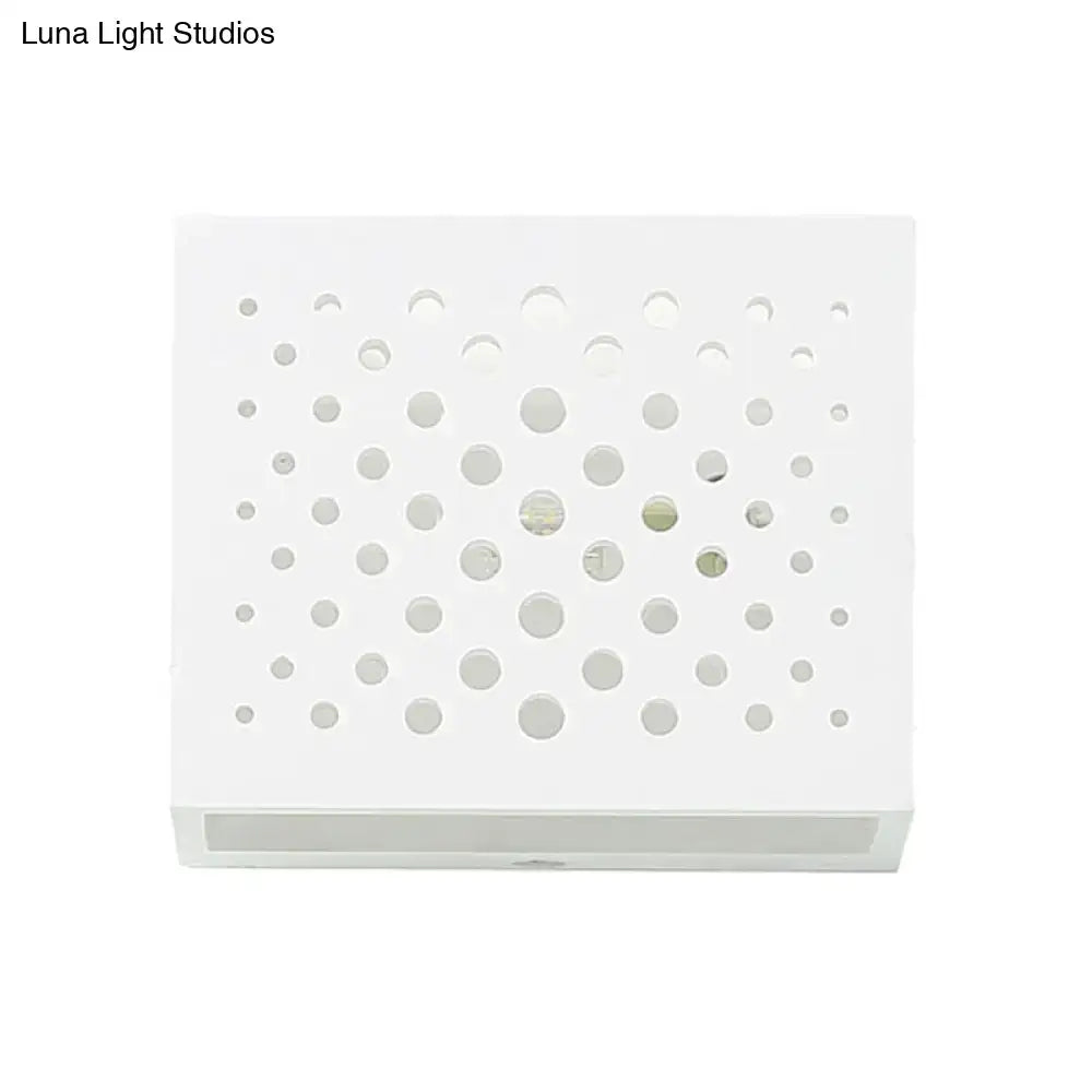 White Laser Cut Gypsum Cube Sconce