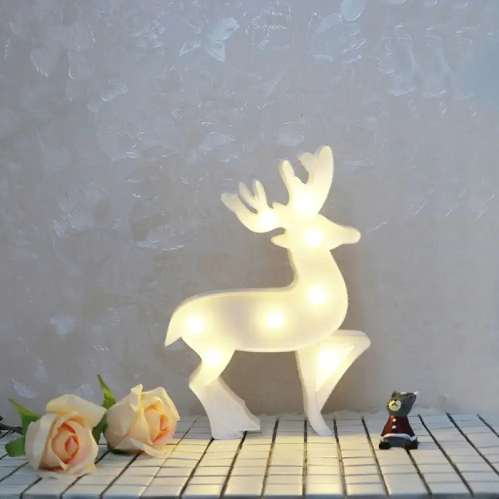 White Reindeer Nightstand Light