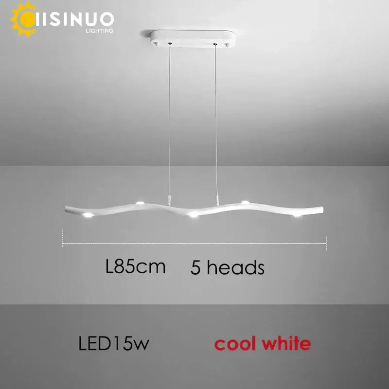 White LED Wave Pendant with Adjustable Length