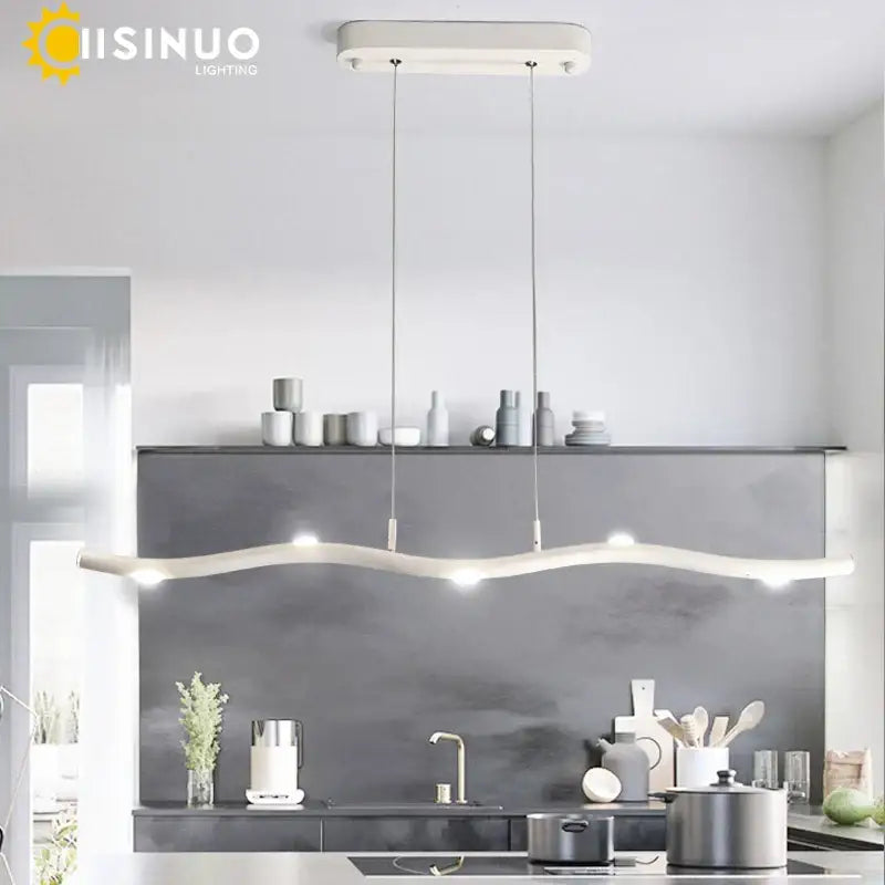 White LED Wave Pendant with Adjustable Length