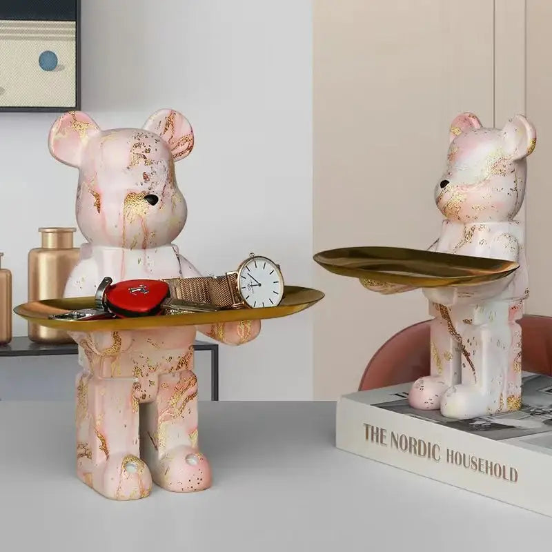 Marble Bear Tray Sculpture