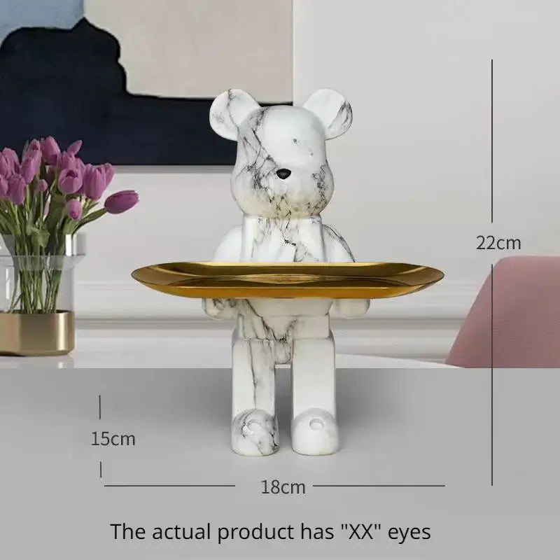 Marble Bear Tray Sculpture