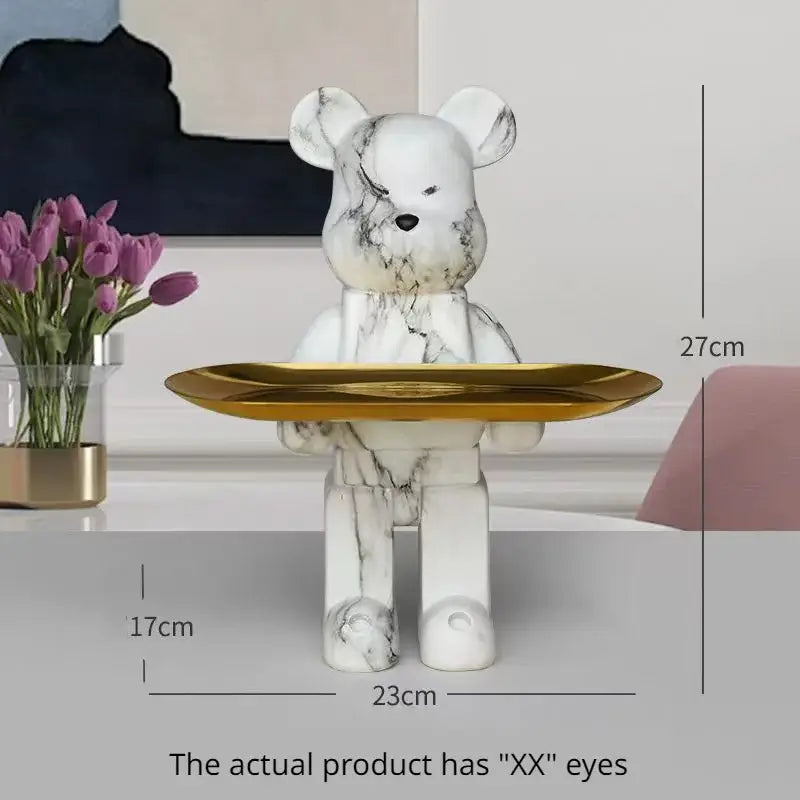 Marble Bear Tray Sculpture