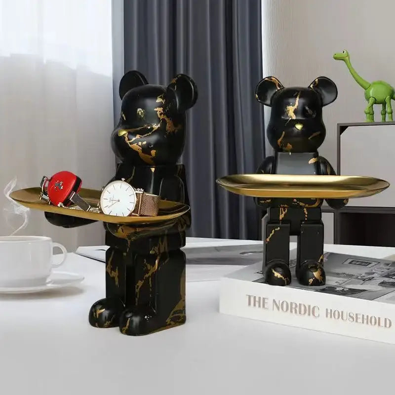 Marble Bear Tray Sculpture
