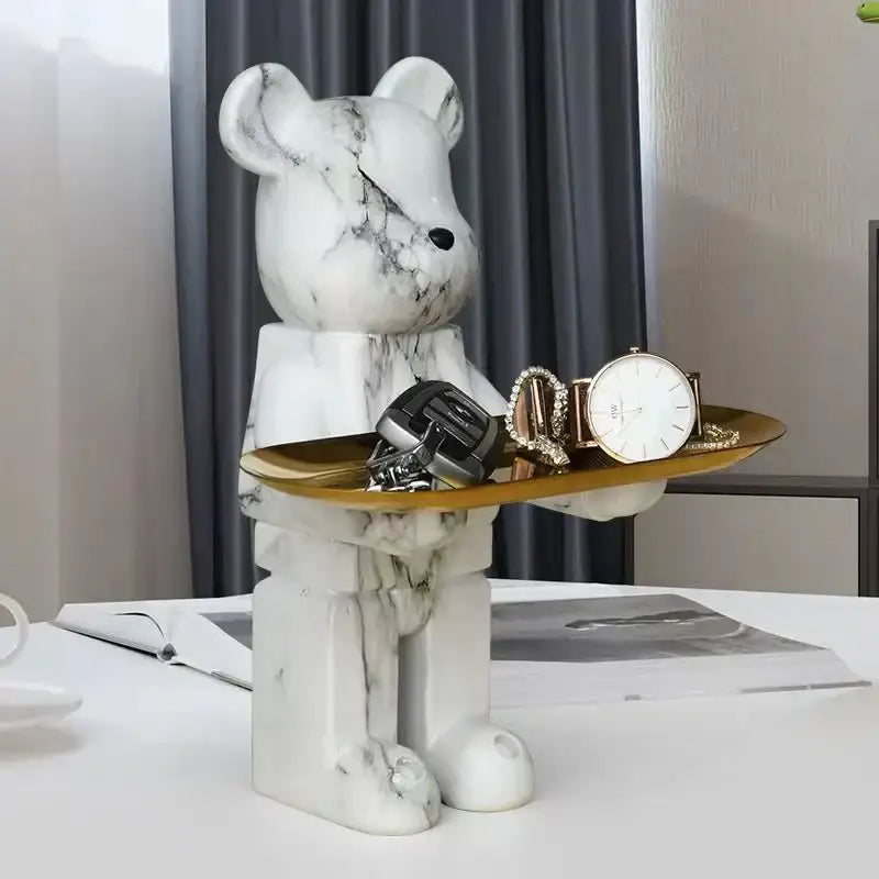 Marble Bear Tray Sculpture