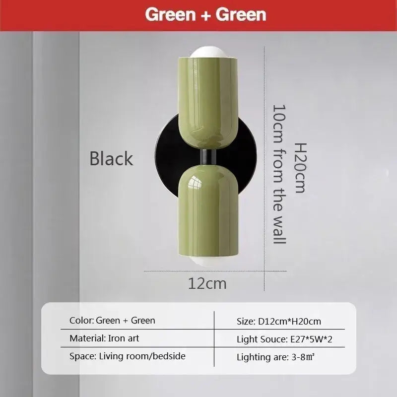 White Green Macaron Wall Lamp