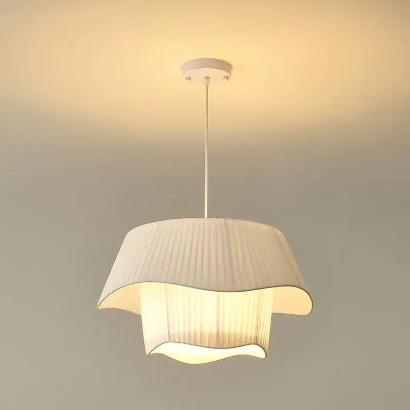White Fabric Pendant Light with E27 Socket